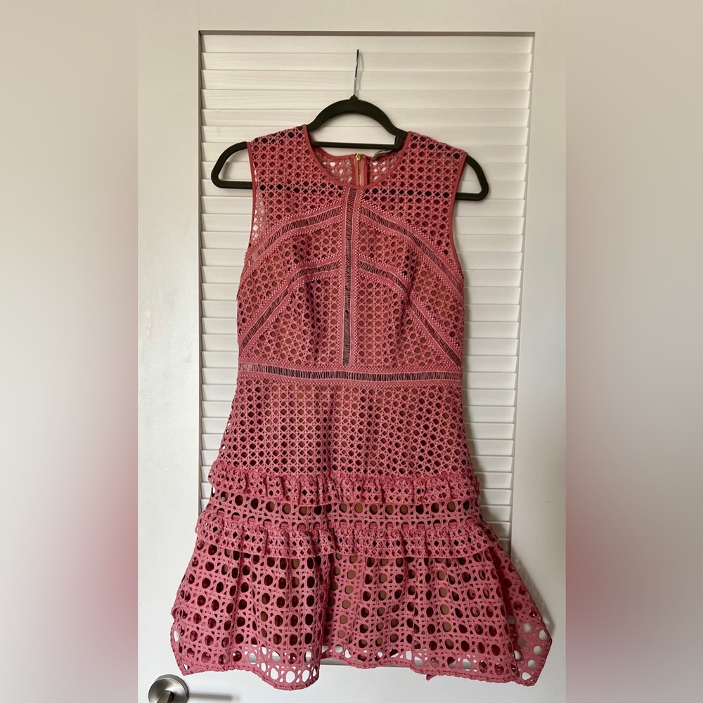 Pink Sleeveless Eyelet Dress